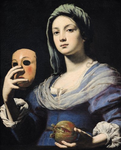 Mulher, com, um, máscara de Lorenzo Lippi
